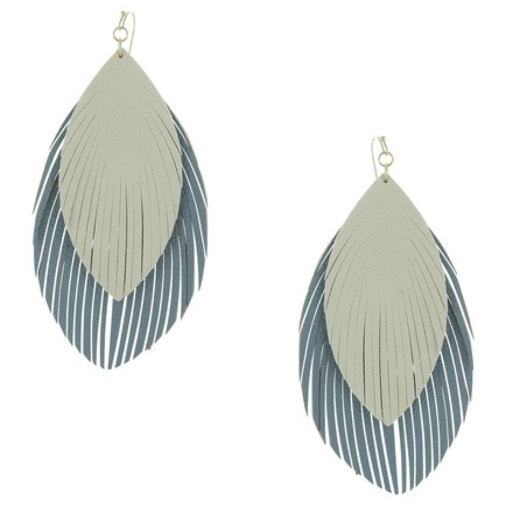 Olivia Welles Layered Leather Fringe Drop Earrings